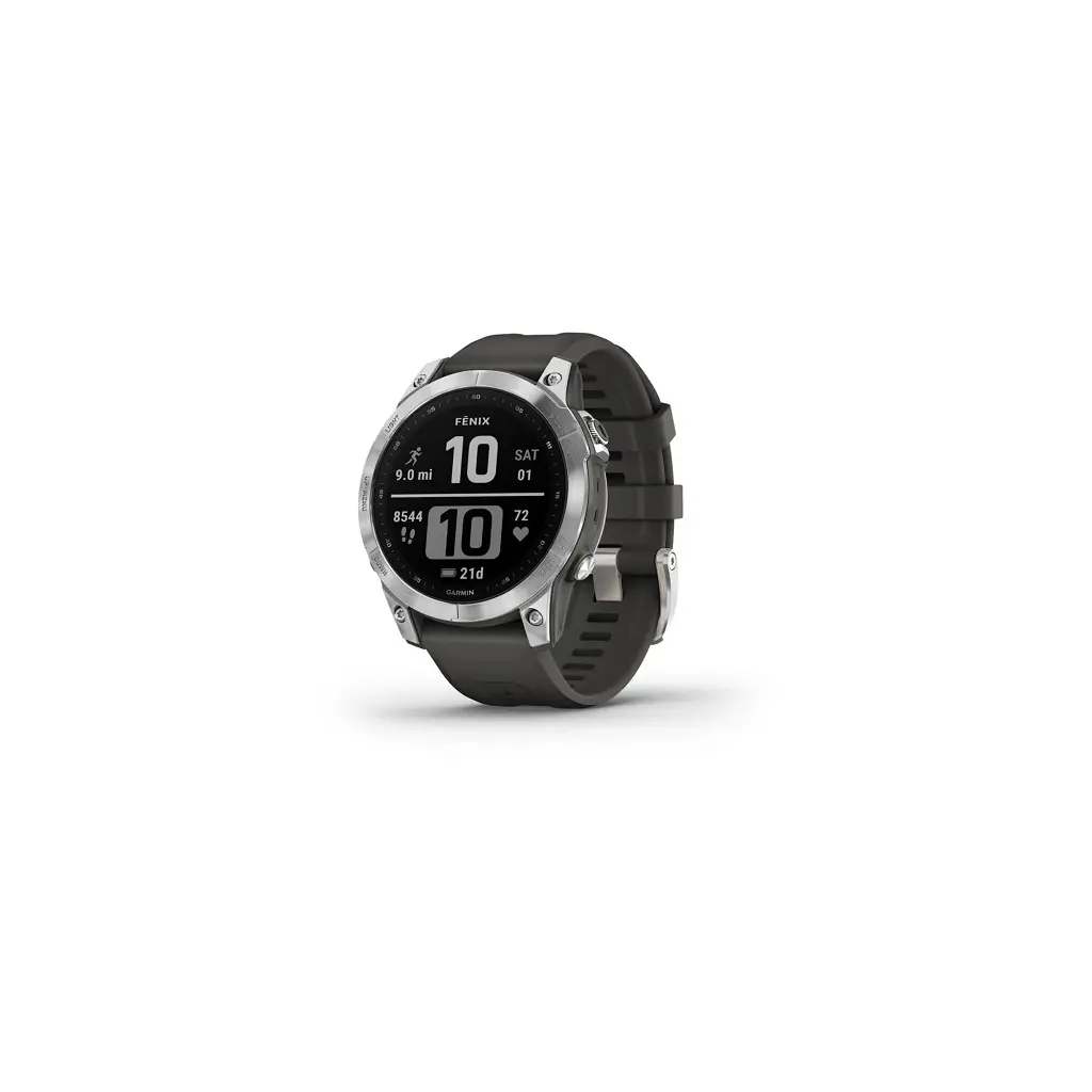 Pametna ura GARMIN Fenix 7 Srebrna z grafitno sivim pasom-1