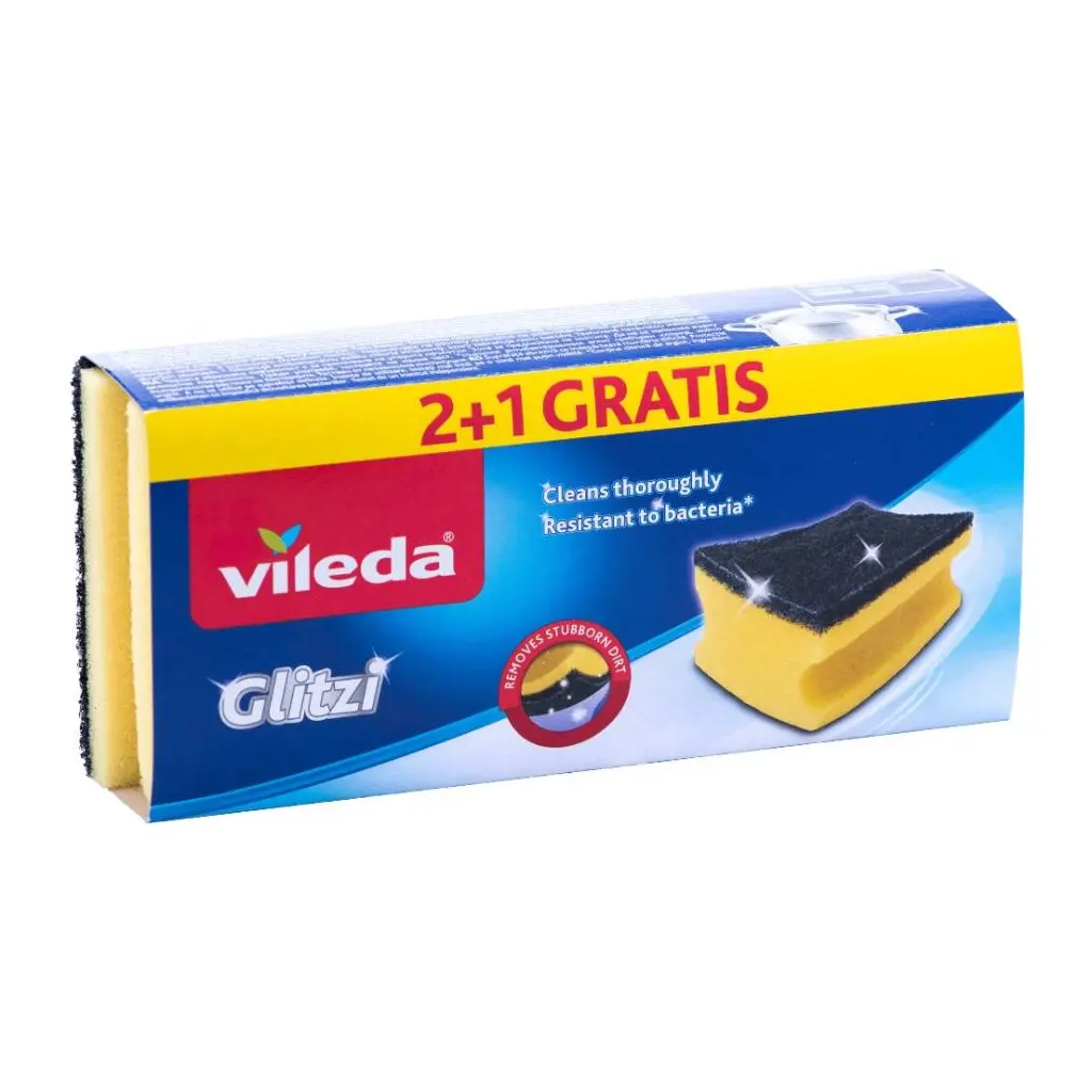 Spužvica za pomivanje posode 9x7x4cm Vileda Glitzi 2+1-0