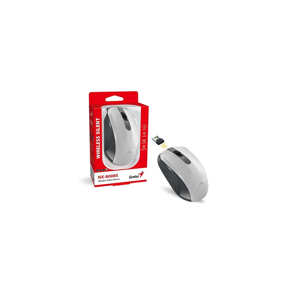 Miška GENIUS NX-8008S Wireless Silent - bela/siva-1