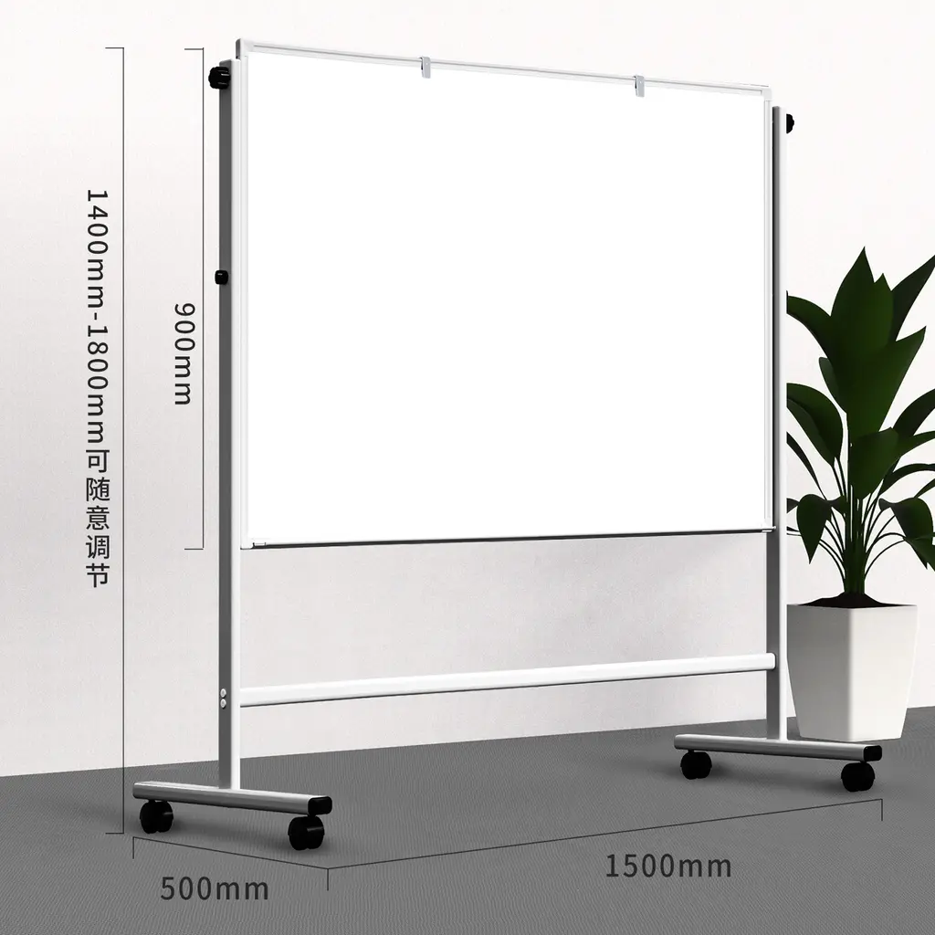 Ploča bijela na stalku  150x90cm dvostrana s kotačima-0