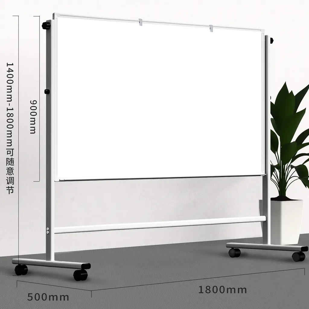 Ploča bijela na stalku  180x90cm dvostrana s kotačima-0