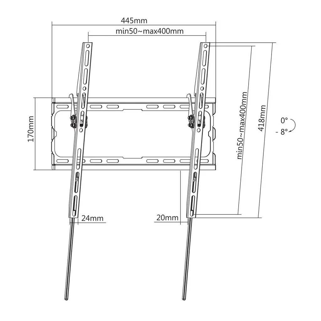 Nosač zidni MANHATTAN 32''-70" 45kg nagibni crni-5